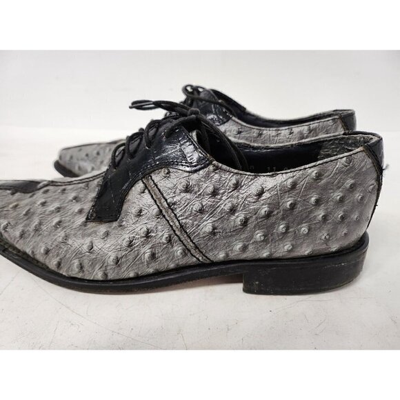 Stacy Adams Mens Roselli Oxford Shoes Size 9M Gray Textured Leather Lace Up - Picture 2 of 12